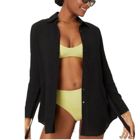 Andie The Corvo Button Up Top CoverUp Black size S NWT - Picture 1 of 9